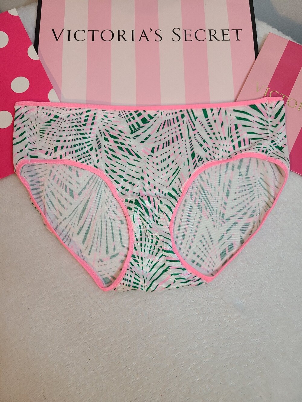 Y2K Victoria's Secret Fabulous Satin Classic Hiphugger Panty Size Lg Palms